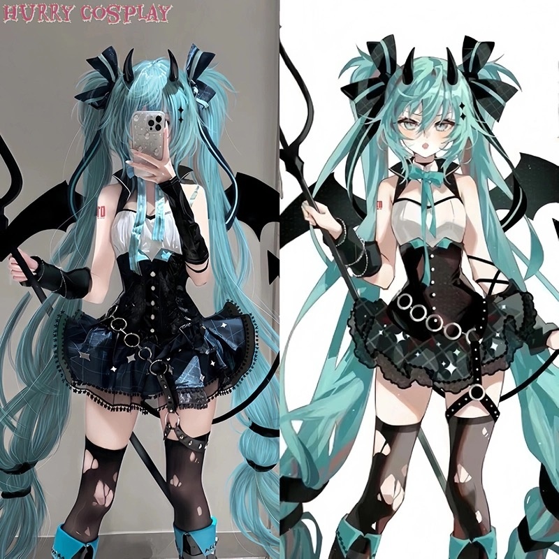 Anime Cosplay,Succubus,Hatsune Miku Little Devil Raccoon cosplay costume